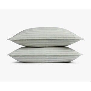Parachute Relaxed Linen Striped Sham Set - Standard - Jade & Parchment